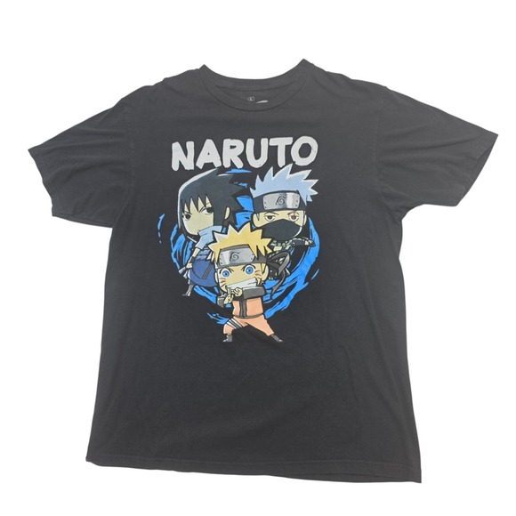 Naruto‎ Shippuden T-Shirt Anime Graphic Tee Black Mens Large L - Picture 1 of 7